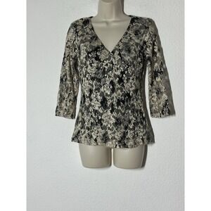 Vintage Wrapper Black Gold Lace Top Shirt Y2K Fairy‎ Whimsigoth Small